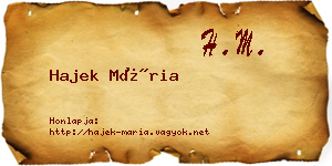 Hajek Mária névjegykártya
